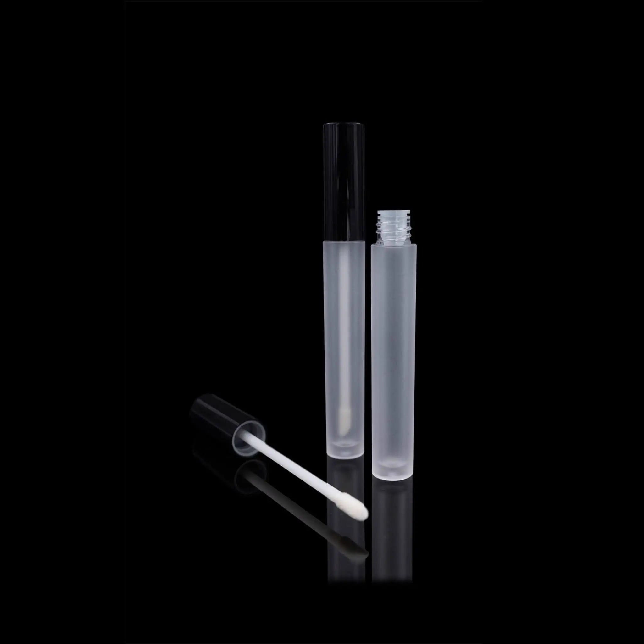 Vibe PCR Lip Gloss Container Glossy Black Cap with Frosted Bottle - Cosmetic Packaging Now!