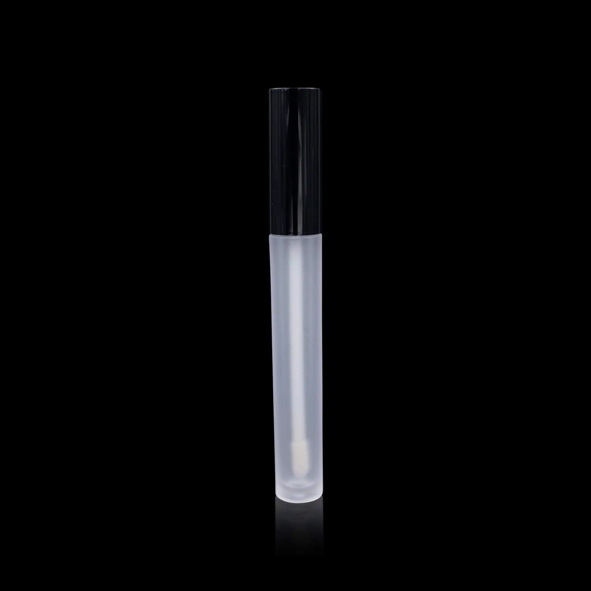 Vibe Lip Gloss Container Glossy Black Cap with Frosted Bottle - Cosmetic Packaging Now!