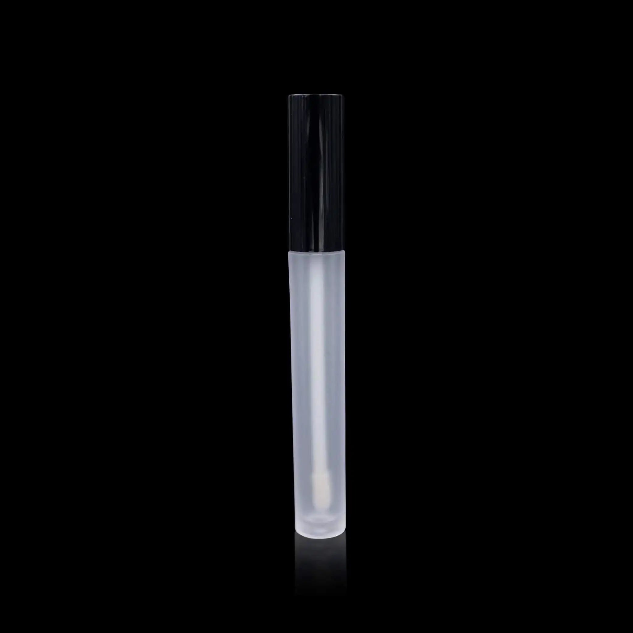 Vibe Lip Gloss Container Glossy Black Cap with Frosted Bottle - Cosmetic Packaging Now!