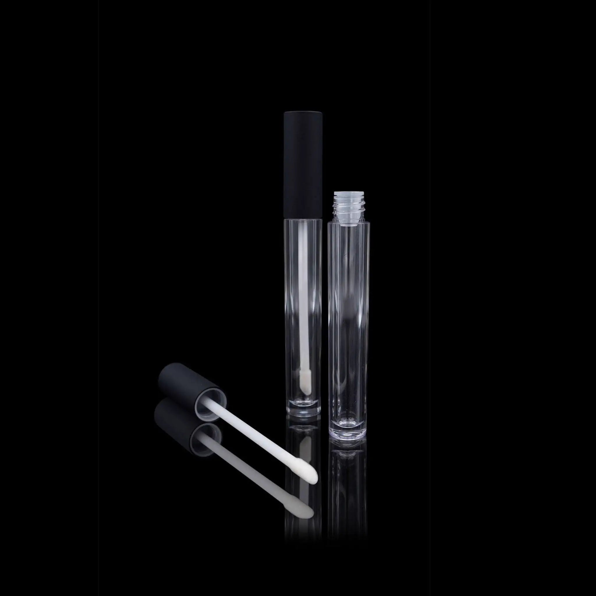 Vibe PCR Lip Gloss Container Matte Black Cap with Clear Bottle - Cosmetic Packaging Now!