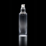 Luxe 100 ML Airless Bottle Matte Silver with Clear Bottle - Cosmetic Packaging Now