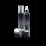 Luxe 100 ML Airless Bottle Matte Silver with Clear Bottle - Cosmetic Packaging Now