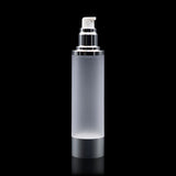 Luxe 100 ML Airless Bottle Matte Silver with Frosted Bottle - Cosmetic Packaging Now