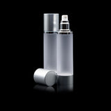 Luxe 100 ML Airless Bottle Matte Silver with Frosted Bottle - Cosmetic Packaging Now