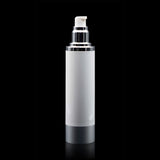 Luxe 100 ML Airless Bottle Matte Silver with White Bottle - Cosmetic Packaging Now