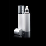 Luxe 100 ML Airless Bottle Matte Silver with White Bottle - Cosmetic Packaging Now