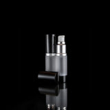 Luxe 15 ML Airless Bottle Glossy Black with Frosted Bottle - Cosmetic Packaging Now