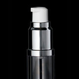 Luxe 15 ML Airless Bottle Matte Silver with Clear Bottle - Cosmetic Packaging Now