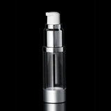 Luxe 15 ML Airless Bottle Matte Silver with Clear Bottle - Cosmetic Packaging Now
