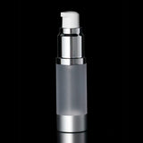 Luxe 15 ML Airless Bottle Matte Silver with Frosted Bottle - Cosmetic Packaging Now
