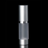 Luxe 15 ML Airless Bottle Matte Silver with Frosted Bottle - Cosmetic Packaging Now