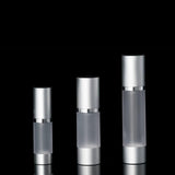 Luxe 15 ML Airless Bottle Matte Silver with Frosted Bottle - Cosmetic Packaging Now