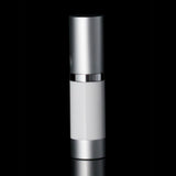 Luxe 15 ML Airless Bottle Matte Silver with White Bottle - Cosmetic Packaging Now