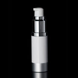 Luxe 15 ML Airless Bottle Matte Silver with White Bottle - Cosmetic Packaging Now