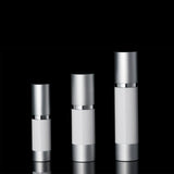 Luxe 15 ML Airless Bottle Matte Silver with White Bottle - Cosmetic Packaging Now