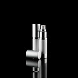 Luxe 15 ML Airless Bottle Matte Silver with White Bottle - Cosmetic Packaging Now