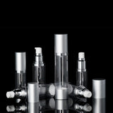 Luxe 30 ML Airless Bottle Matte Silver with Clear Bottle - Cosmetic Packaging Now