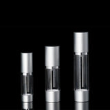 Luxe 30 ML Airless Bottle Matte Silver with Clear Bottle - Cosmetic Packaging Now