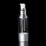 Luxe 30 ML Airless Bottle Matte Silver with Clear Bottle - Cosmetic Packaging Now