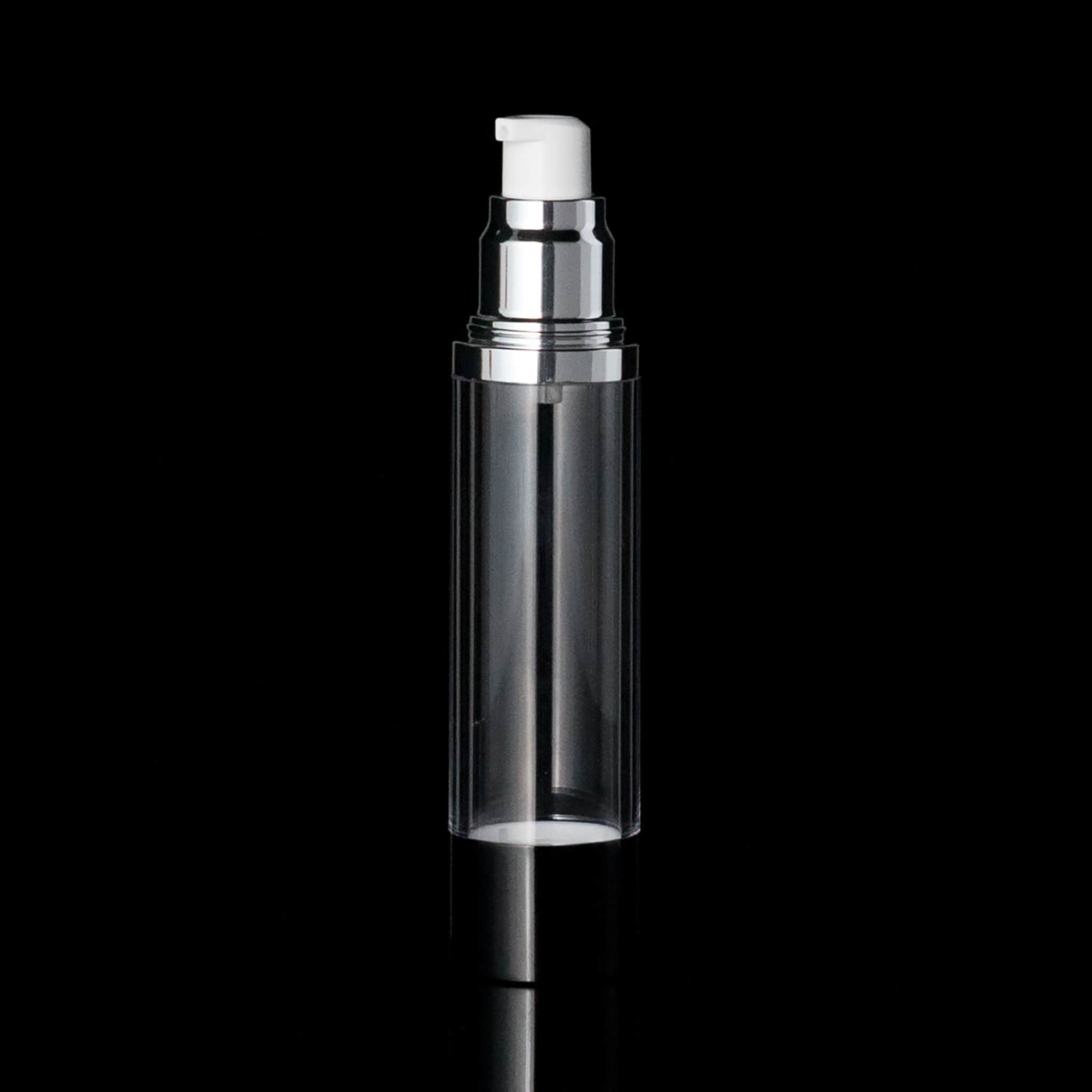 Luxe 50 ML Airless Bottle Glossy Black with Clear Bottle - Cosmetic Packaging Now
