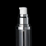 Luxe 50 ML Airless Bottle Glossy Black with Clear Bottle - Cosmetic Packaging Now