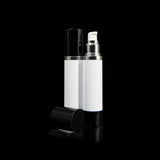 Luxe 50 ML Airless Bottle Glossy Black with White Bottle - Cosmetic Packaging Now