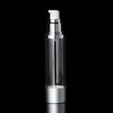 Luxe 50 ML Airless Bottle Matte Silver with Clear Bottle - Cosmetic Packaging Now