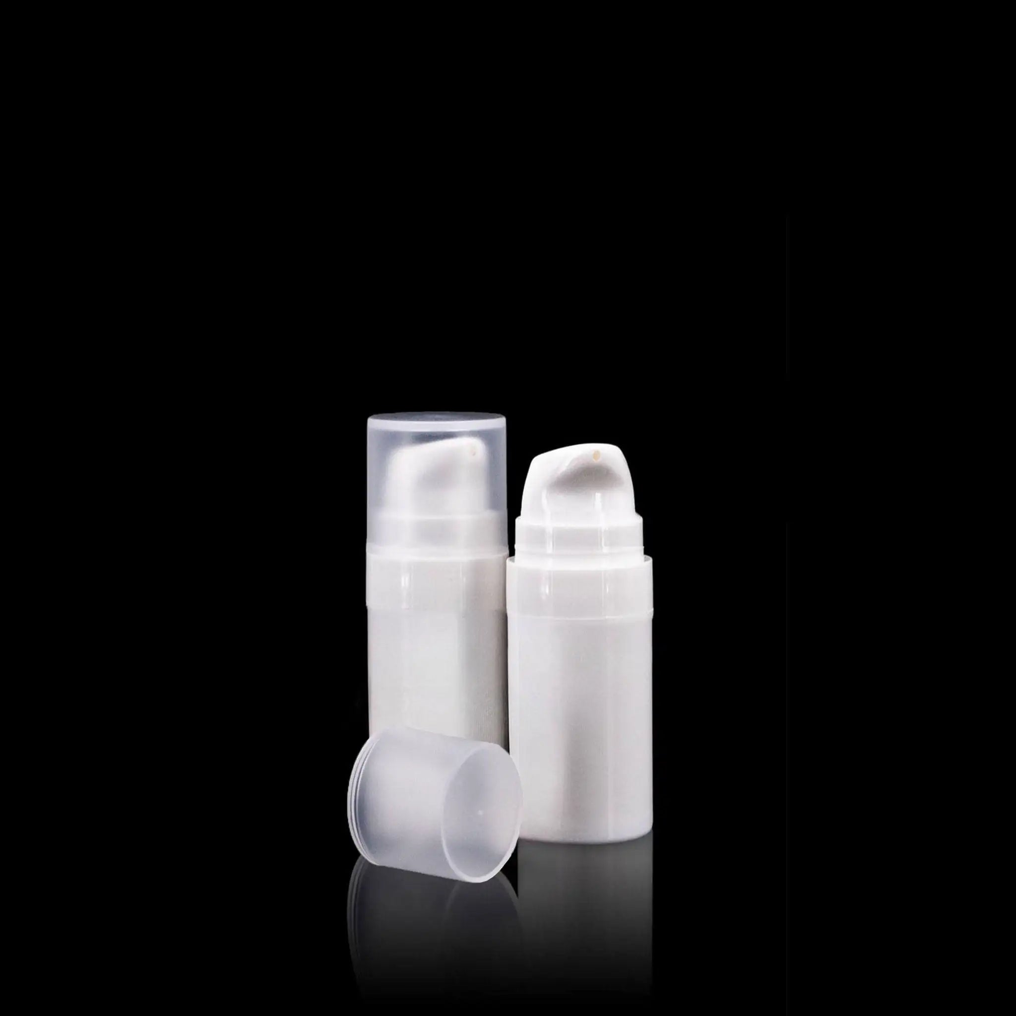 Pure 10 ML White PP Airless Bottles with Frosted Cap - Cosmetic Packaging Now