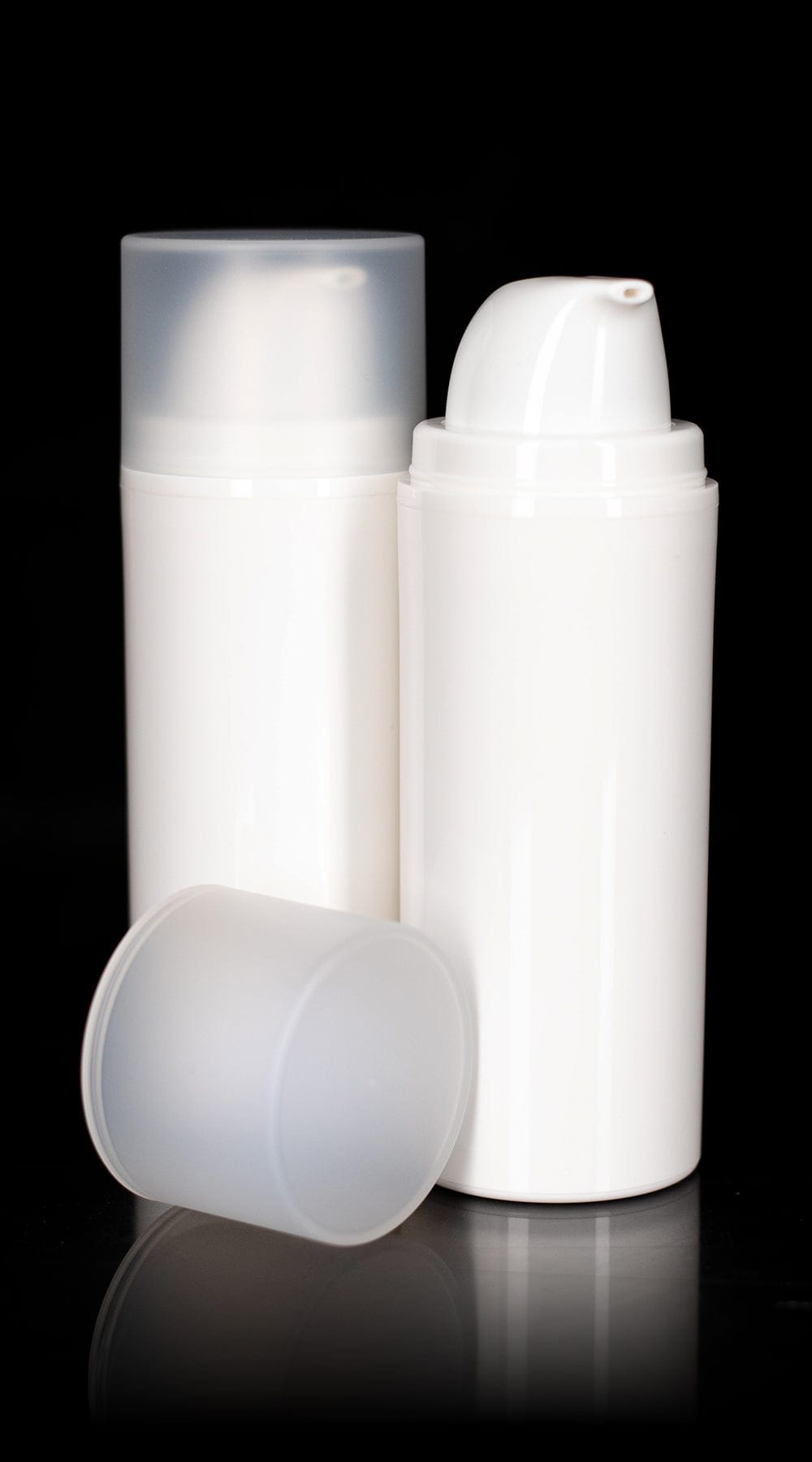 Pure 100 ML White PP Airless Bottle with Frosted Cap - Cosmetic Packaging Now