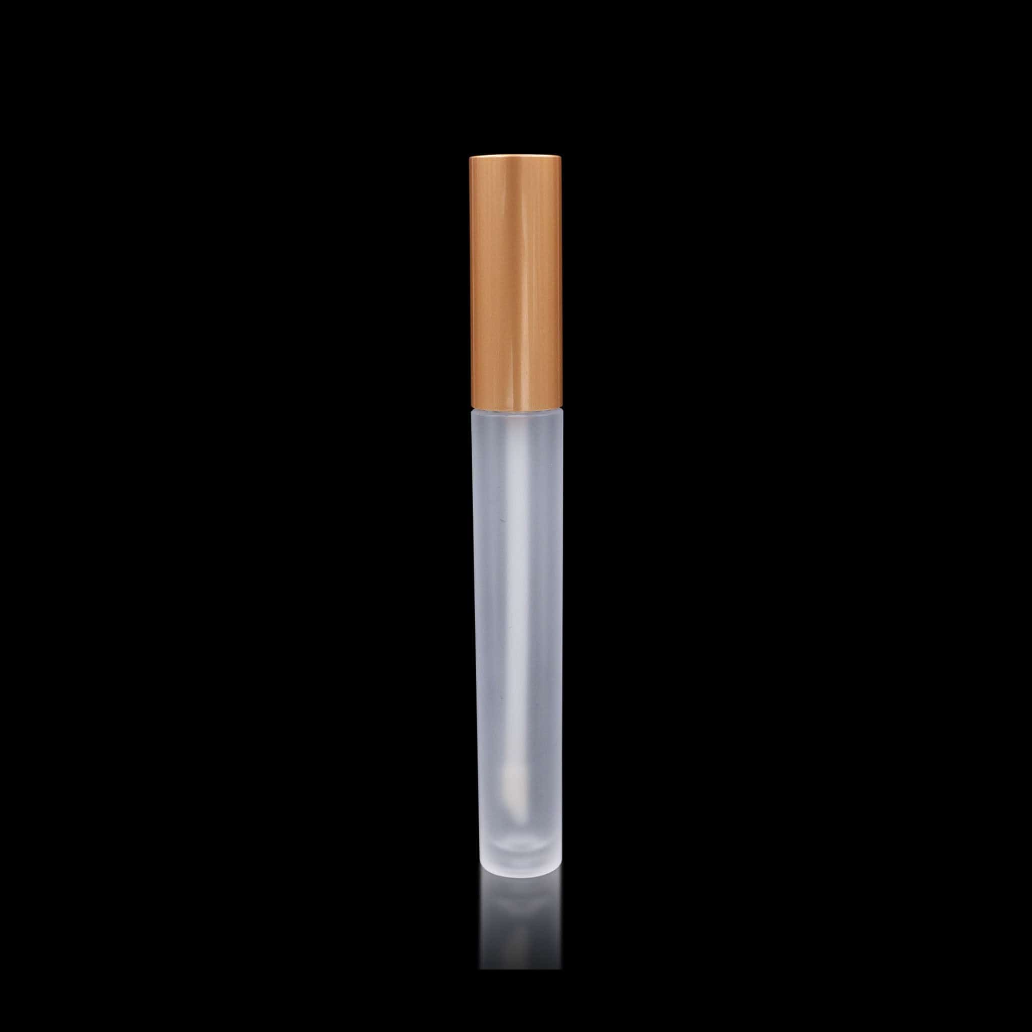 Vibe Lip Gloss Container Matte Gold Cap with Frosted Bottle - Cosmetic Packaging Now
