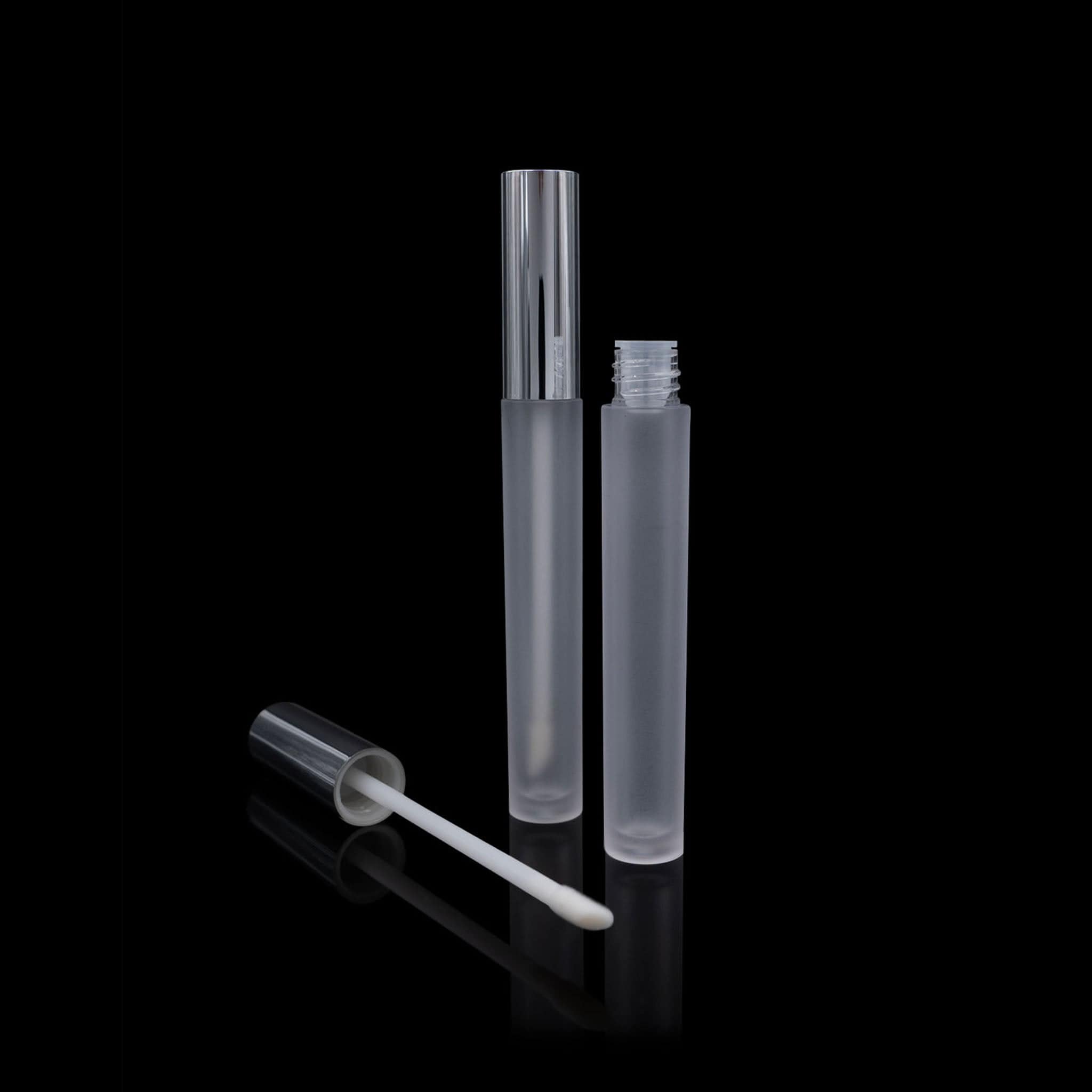 Vibe Lip Gloss Container Shiny Silver Cap with Frosted Bottle - Cosmetic Packaging Now