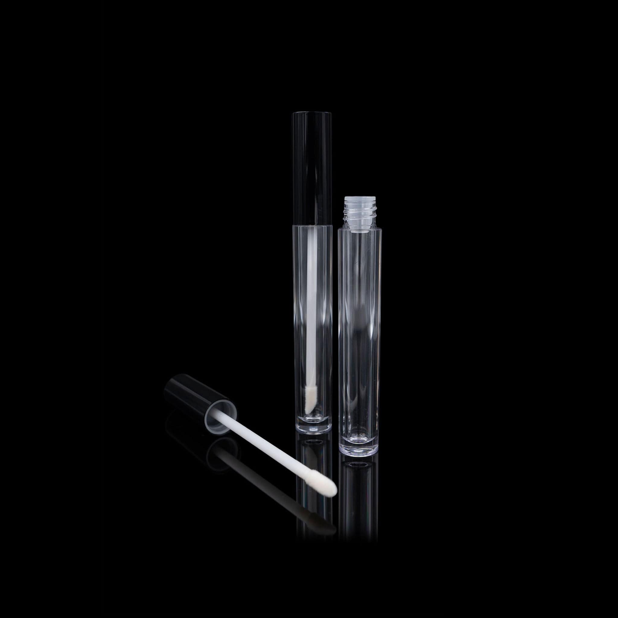Vibe Lip Gloss Container Glossy Black Cap with Clear Bottle - Cosmetic Packaging Now