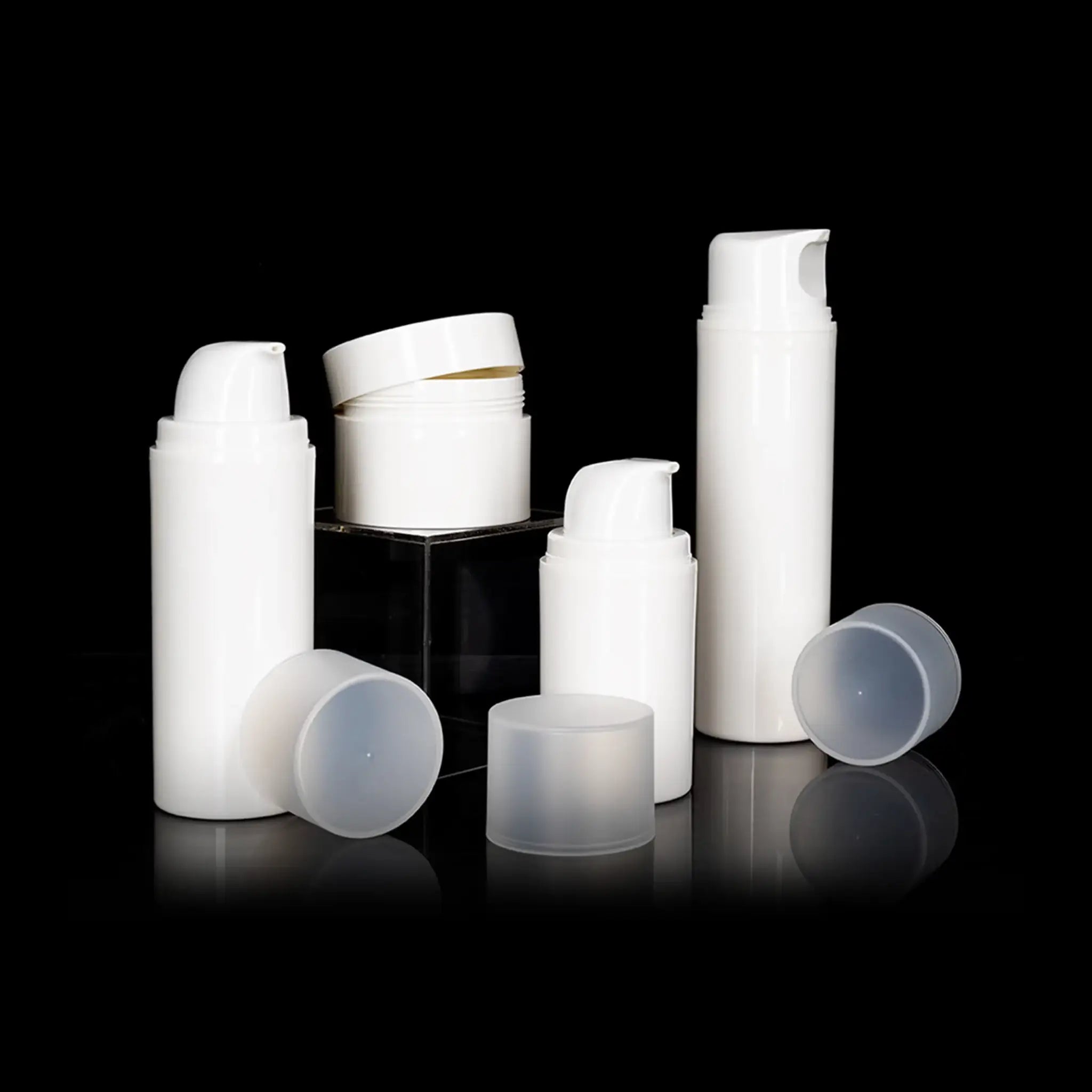 PP Airless Pump Bottles and Jars White No MOQ Cosmetic Packaging - Cosmetic Packaging Now!
