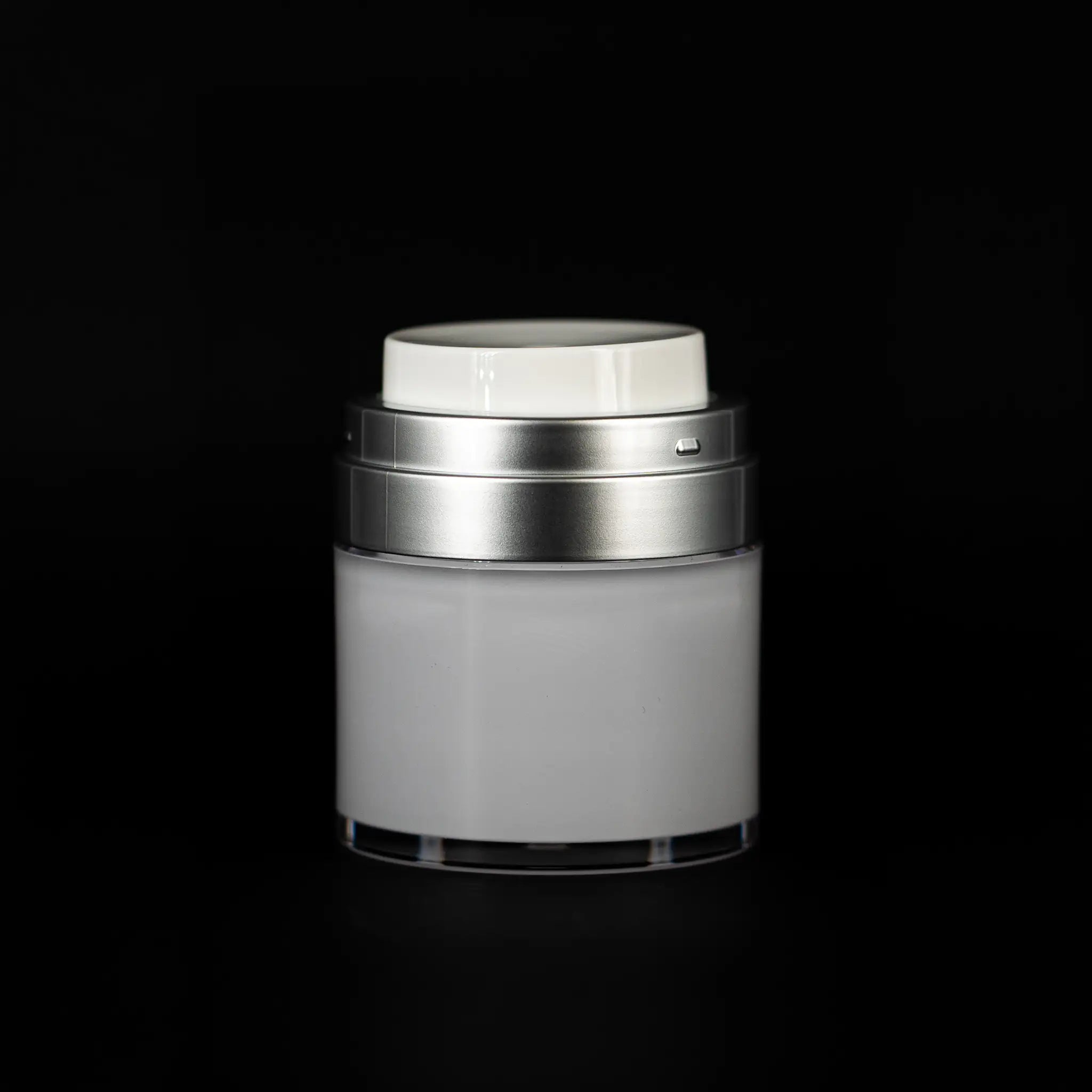 Echo 30 ML Airless Jar Matte Silver Collar - Cosmetic Packaging Now!
