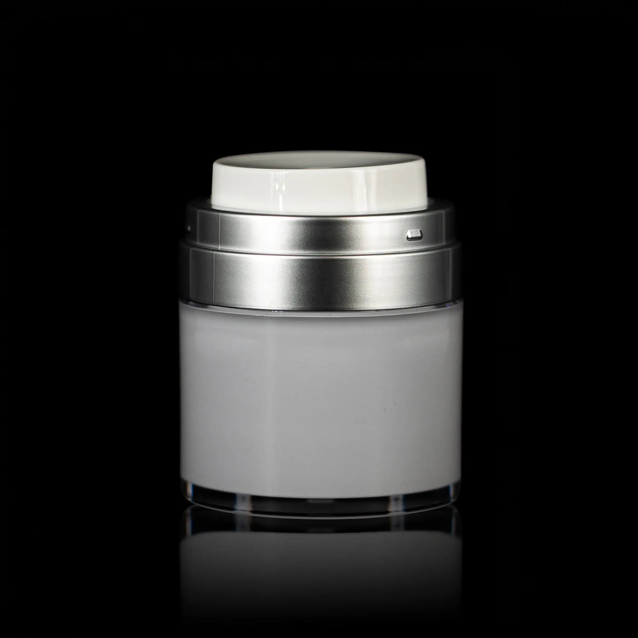 Echo 50 ML Airless Jar Matte Silver Collar - Cosmetic Packaging Now!