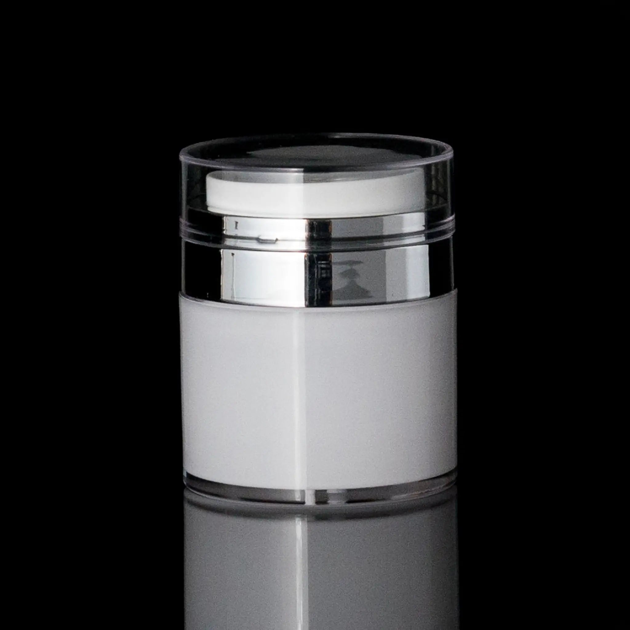 Echo 50 ML Airless Jar With Shiny Silver Collar - Cosmetic Packaging Now!