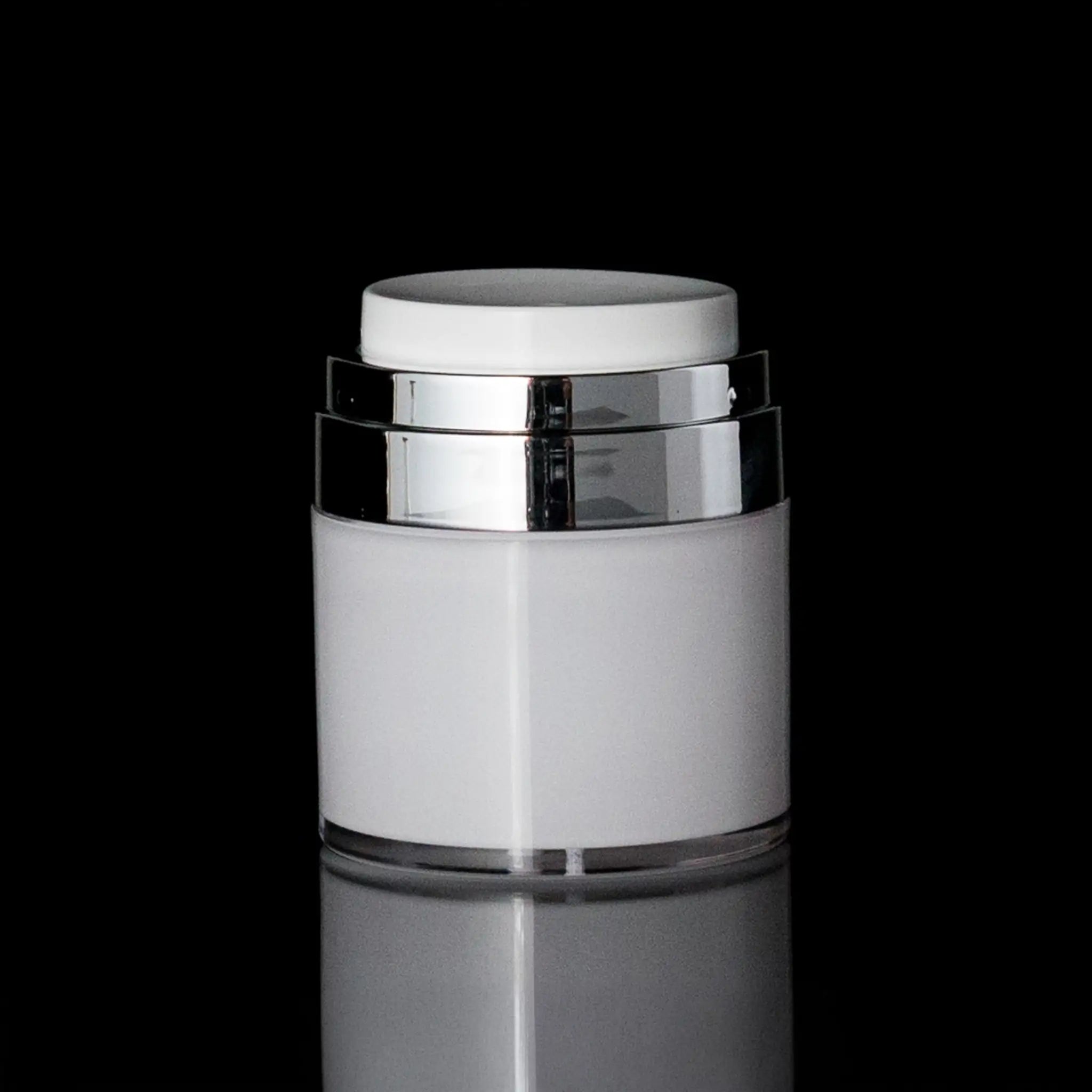 Echo 50 ML Airless Jar With Shiny Silver Collar - Cosmetic Packaging Now