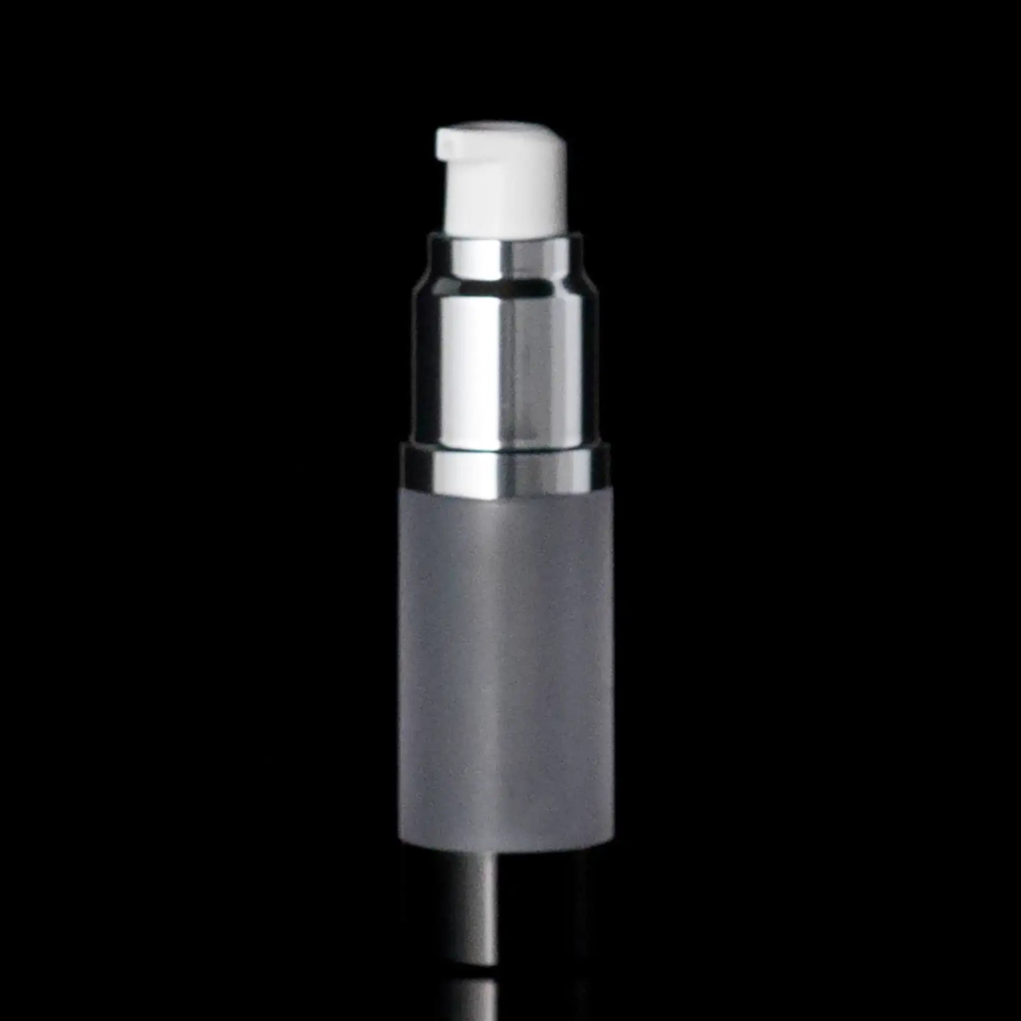 Luxe 15 ML Airless Actuator Bottle Glossy Black with Frosted Bottle - Cosmetic Packaging Now!