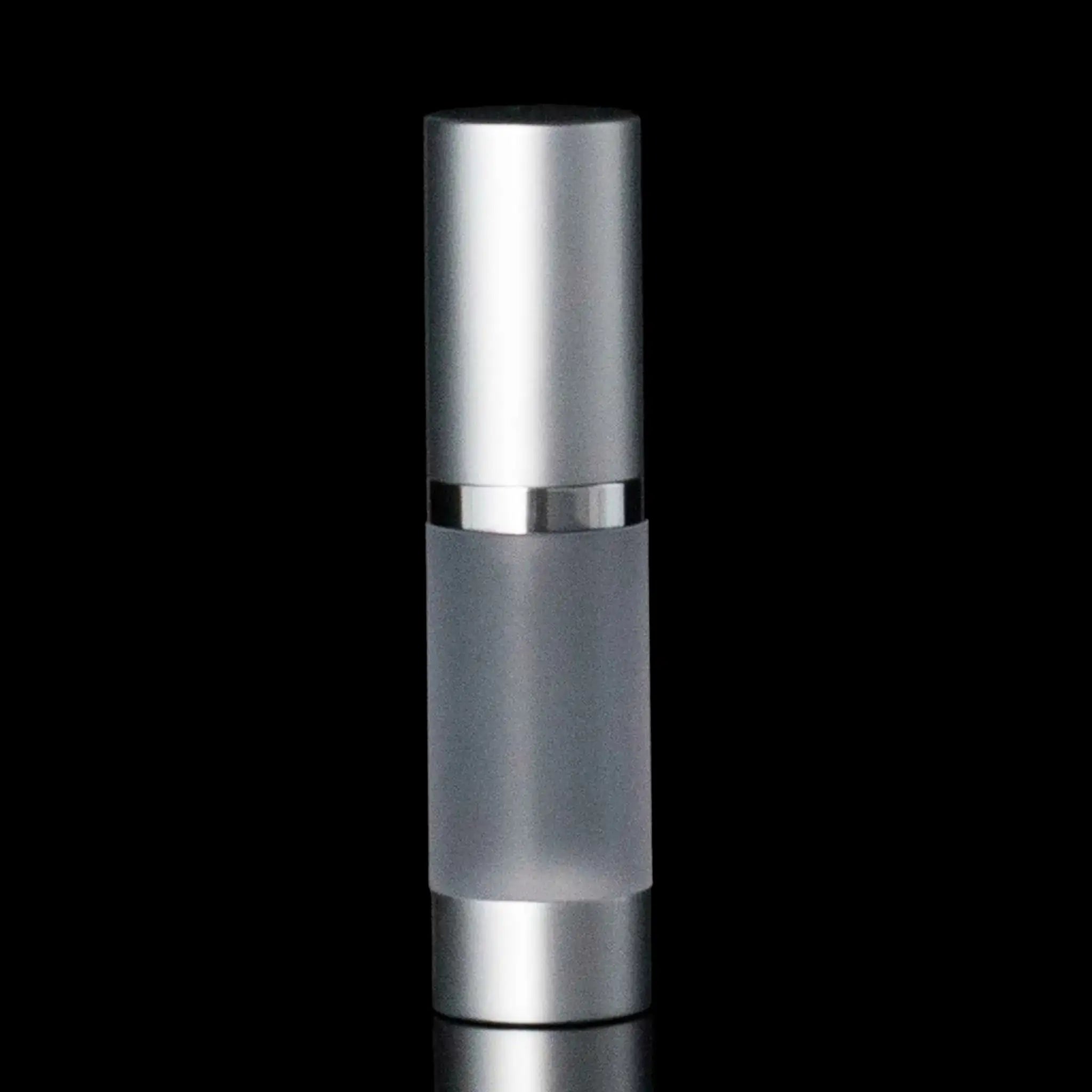 Luxe 15 ML Airless Bottle Matte Silver Frosted Bottle - Cosmetic Packaging Now!