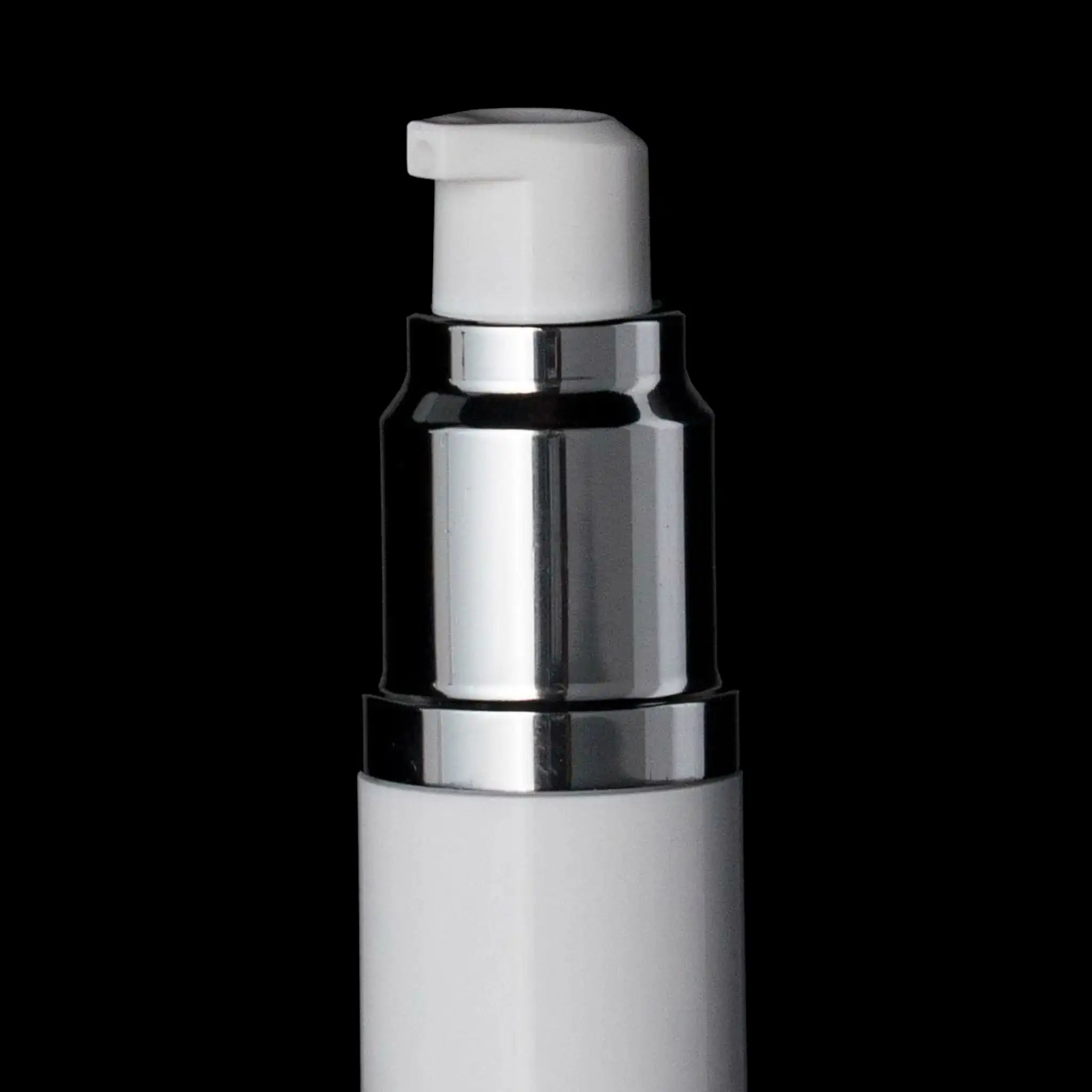 Luxe 15 ML Airless Bottle Matte Silver with White Bottle - Cosmetic Packaging Now!