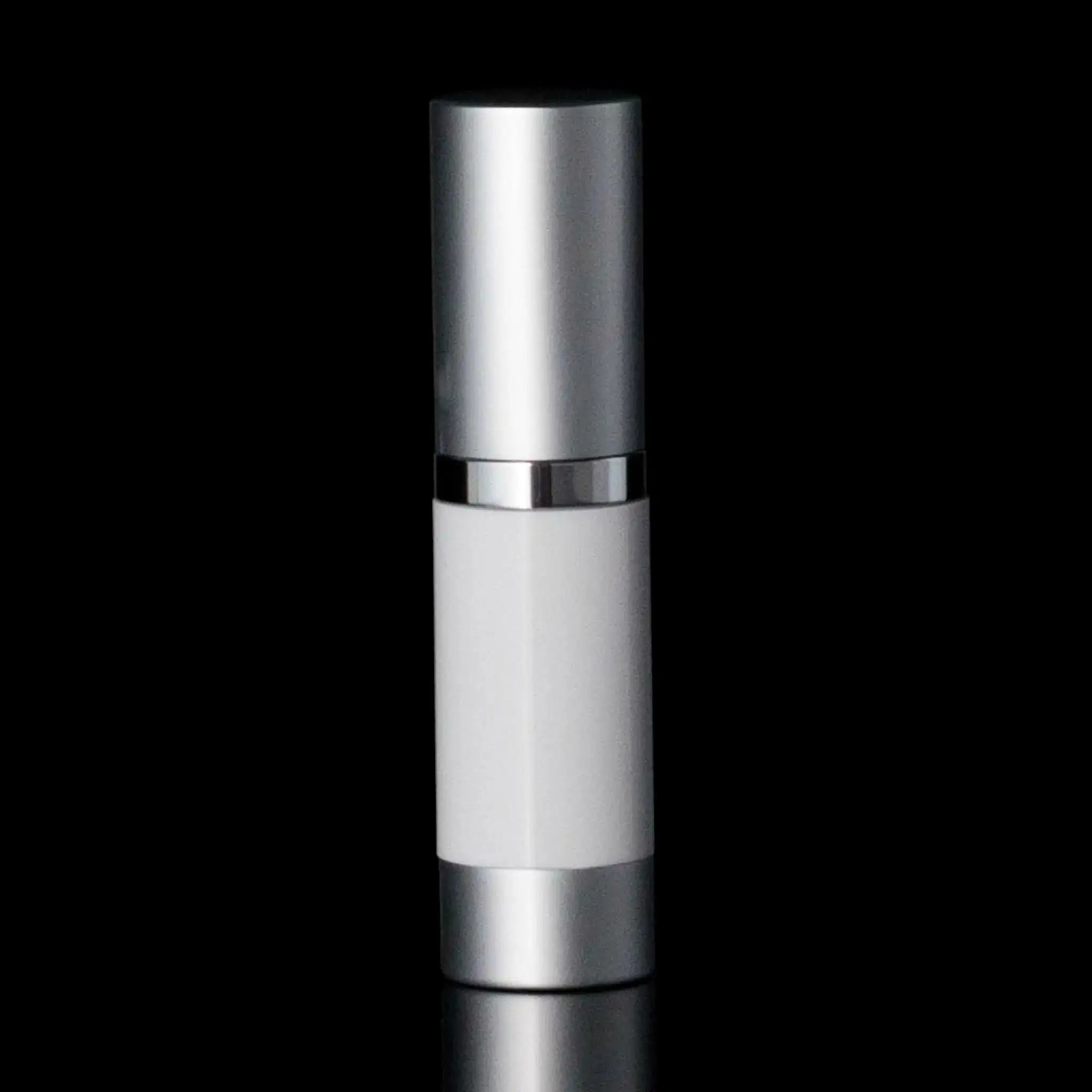 Luxe 15 ML Airless Bottle Matte Silver White Bottle - Cosmetic Packaging Now!
