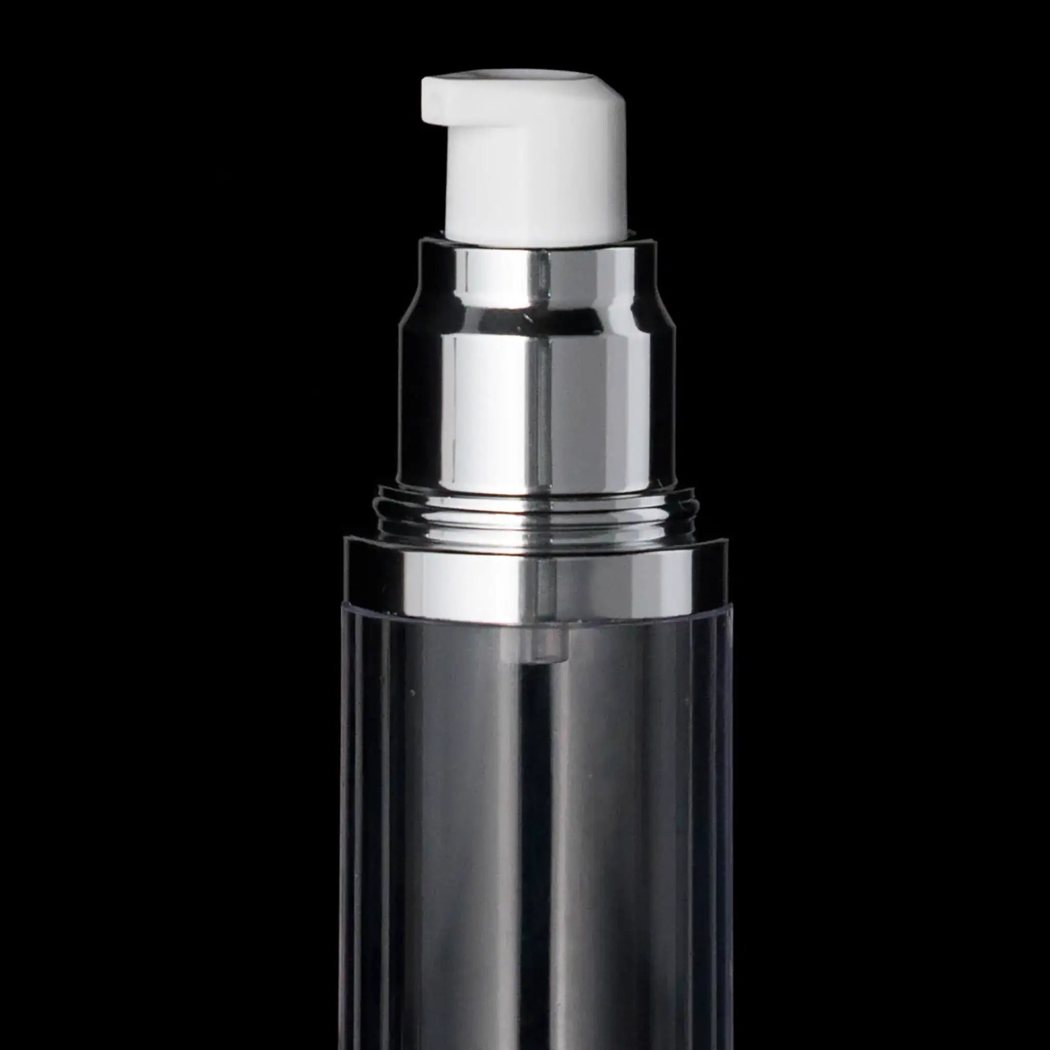 Luxe 30 ML Airless Bottle Glossy Black Clear Bottle - Cosmetic Packaging Now!