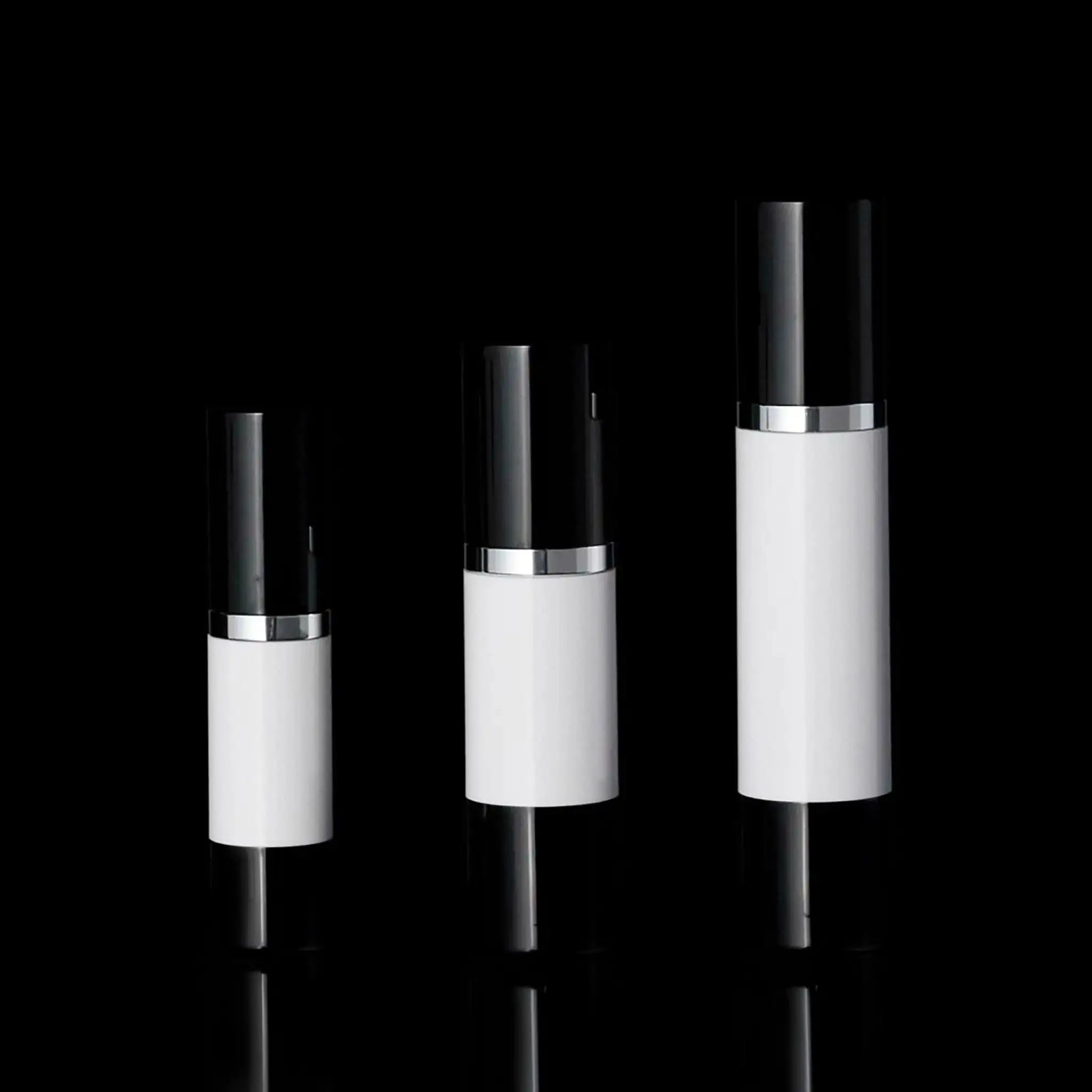 Luxe 30 ML Airless Bottle Glossy Black with White Bottle - Cosmetic Packaging Now!
