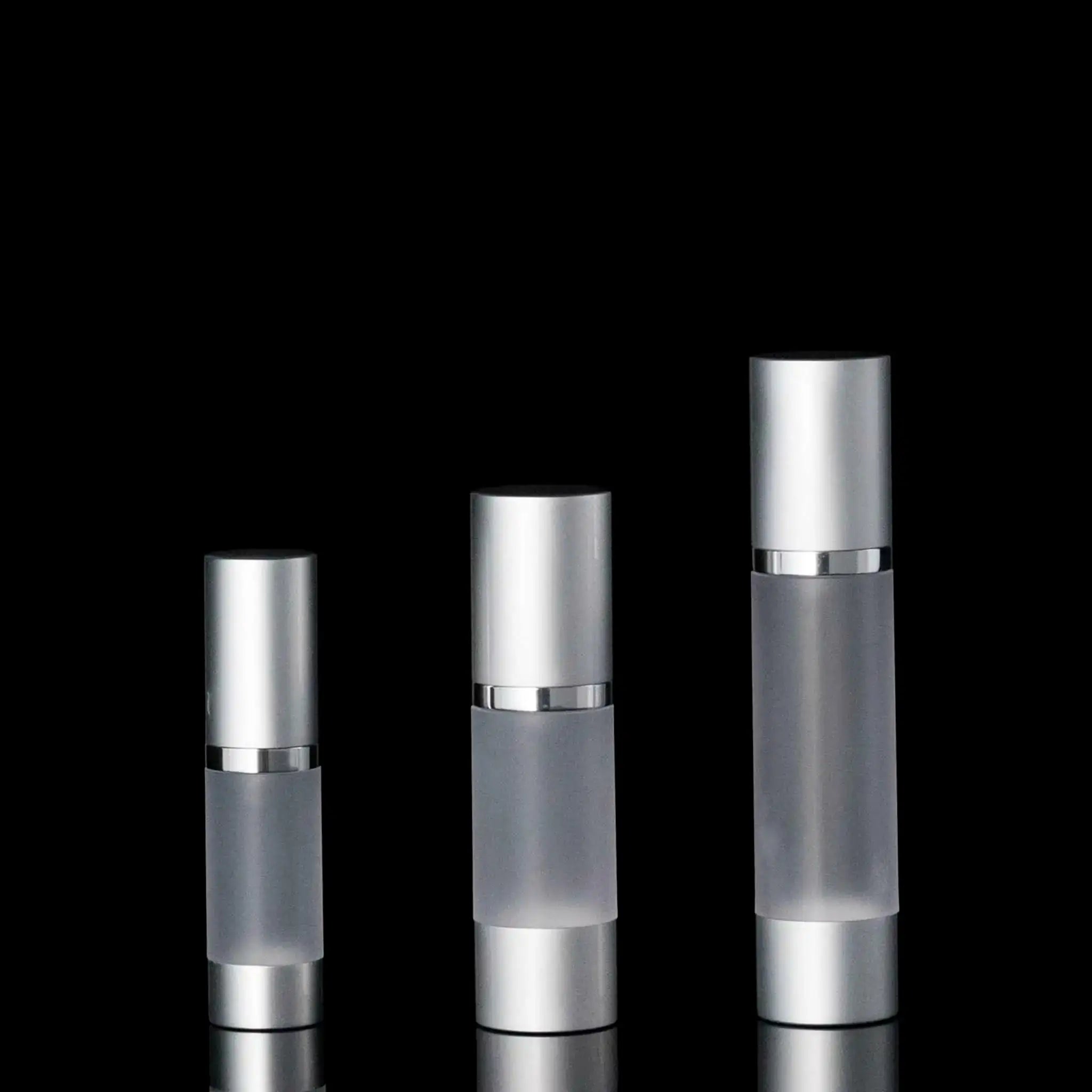Luxe 30 ML Airless Bottle Matte Silver with Frosted Bottle - Cosmetic Packaging Now!