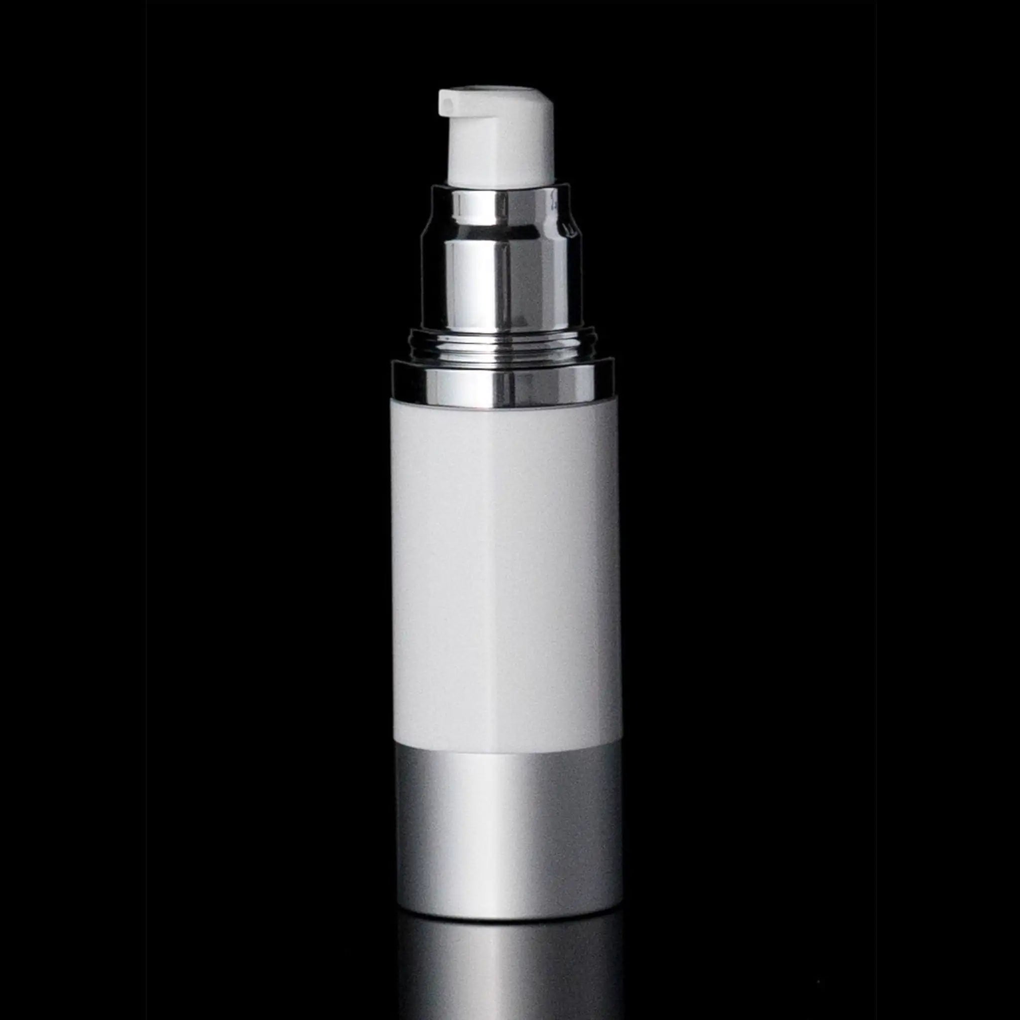Luxe 30 ML Airless Bottle Matte Silver White Bottle - Cosmetic Packaging Now!