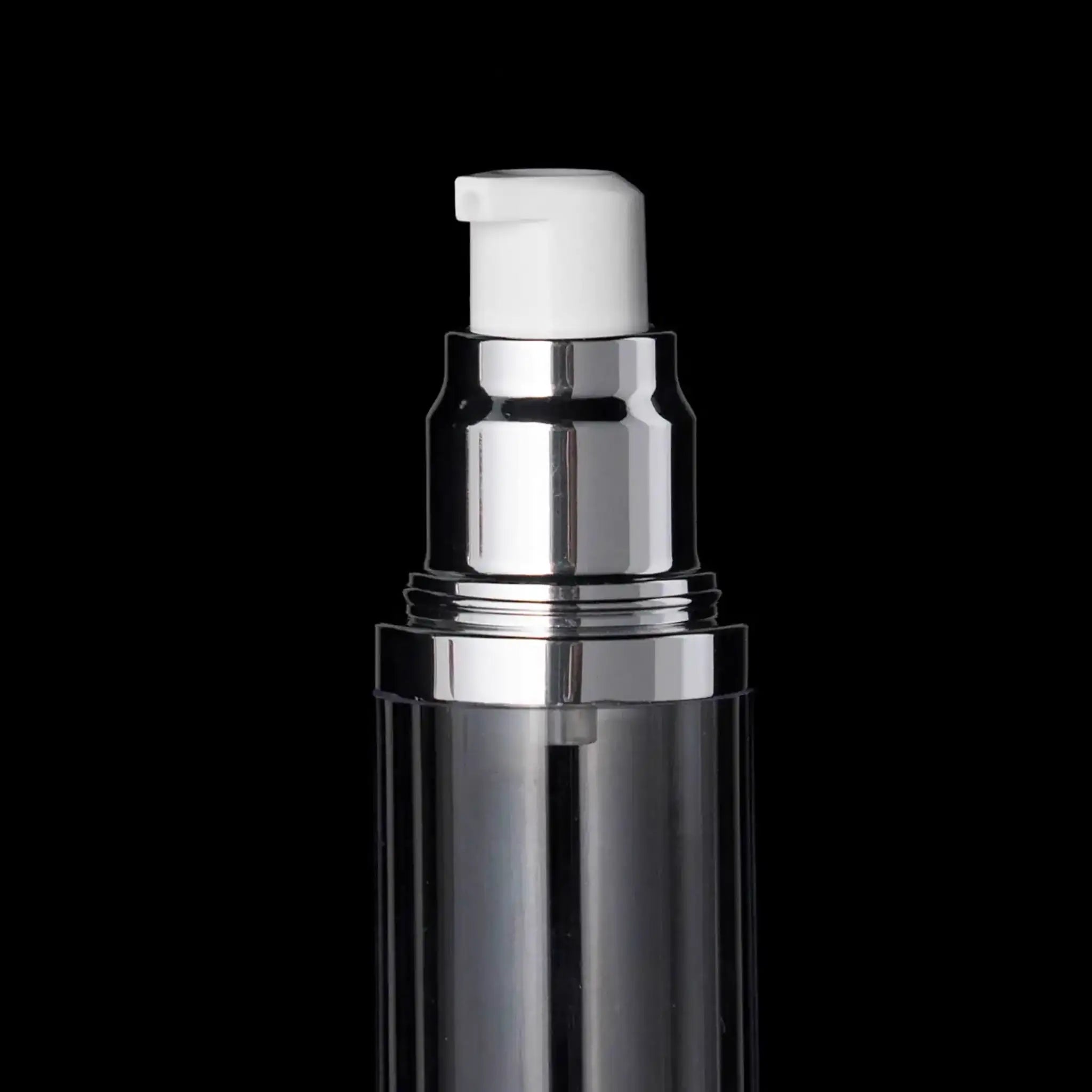 Luxe 50 ML Airless Bottle Glossy Black Clear Bottle - Cosmetic Packaging Now