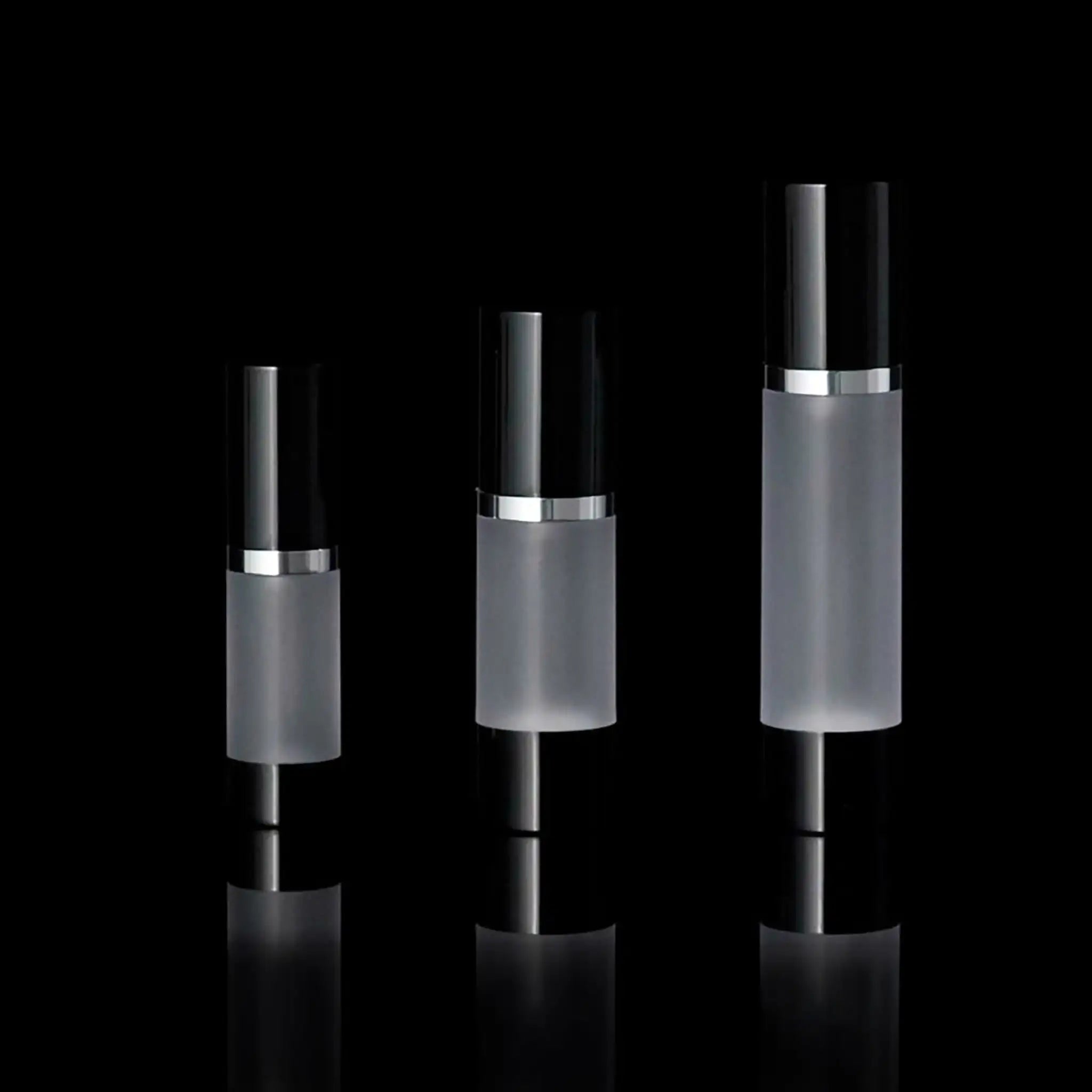 Luxe 50 ML Airless Bottle Glossy Black with Frosted Bottle - Cosmetic Packaging Now!