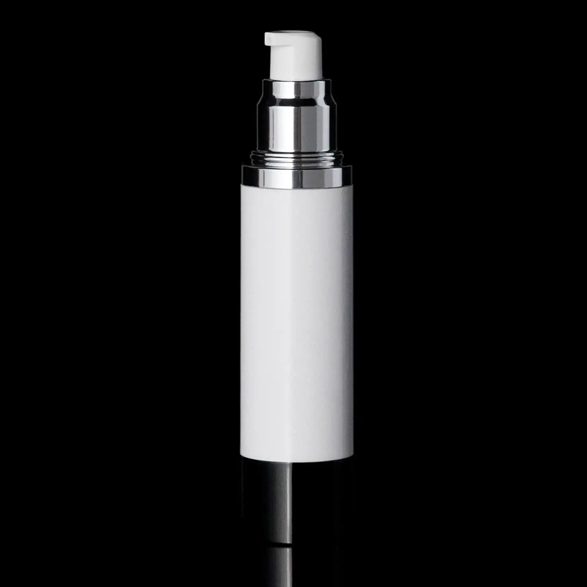 Luxe 50 ML Airless Actuator Bottle Glossy Black with White Bottle - Cosmetic Packaging Now!