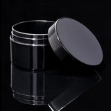 Impact 100ml PCR glossy black PP single wall cosmetic jar open showing interior for creams - Cosmetic Packaging Now
