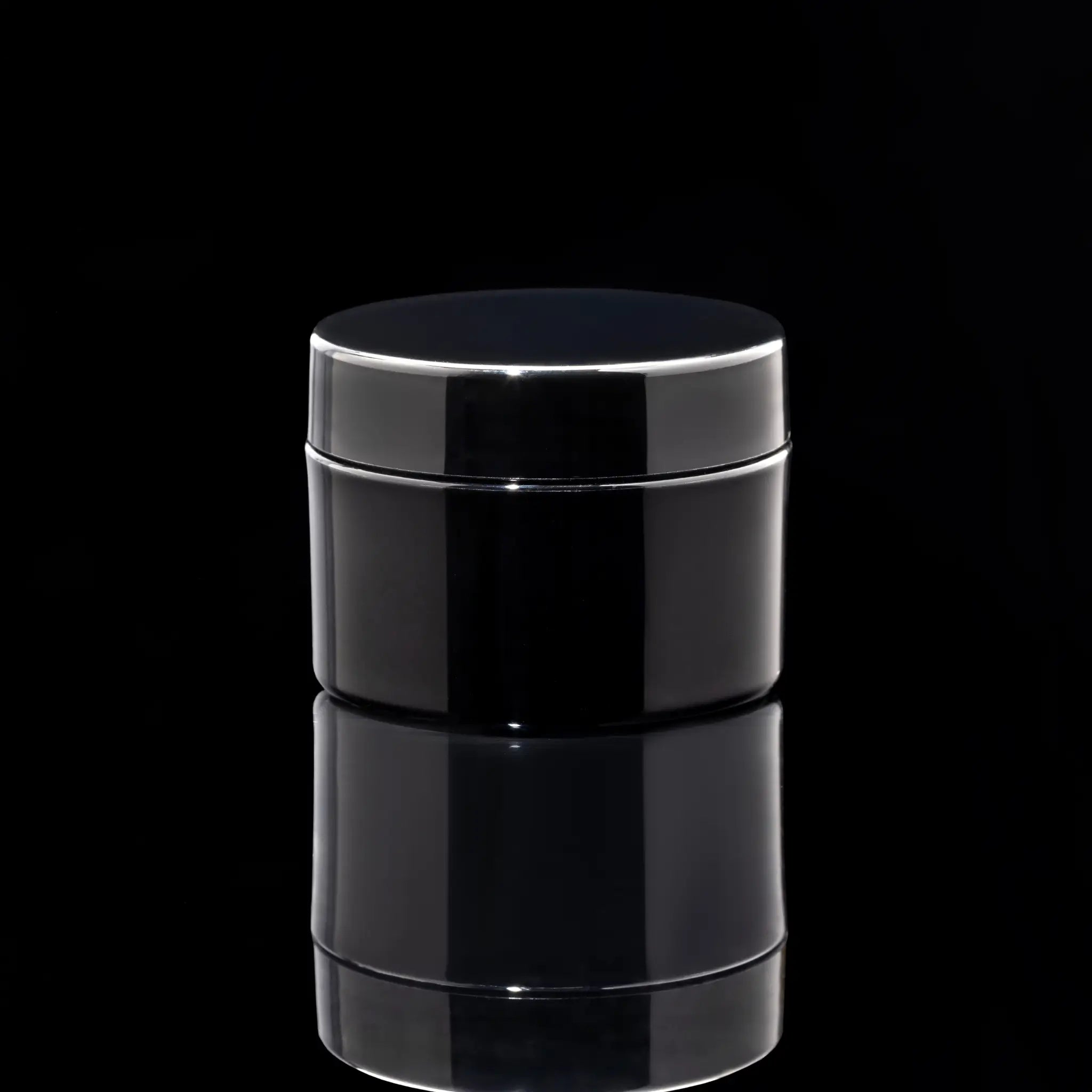 Impact 30ml PCR glossy black PP single wall cosmetic jar for skincare packaging - Cosmetic Packaging Now